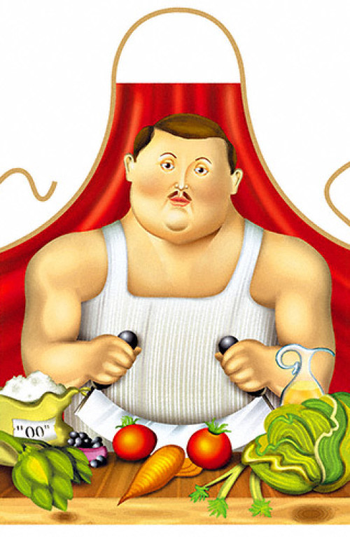 Sexy man Botero’s style apron
